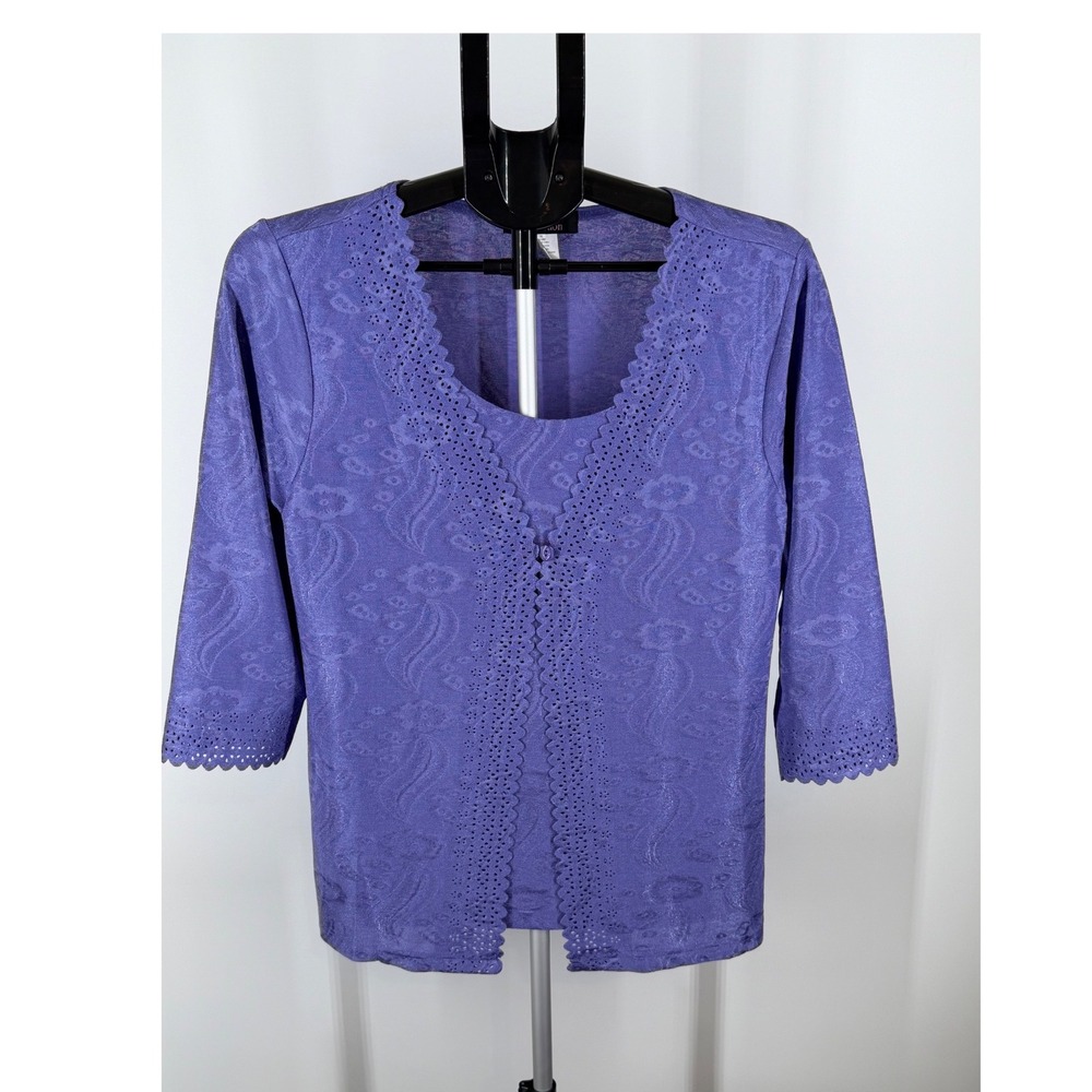 Pink Collection Purple Floral Jacquard Cardigan Tank‎ PL